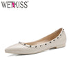 WETKISS Super Big Size 32-45 Fashion Women Flats Rivets Charm Pointed toe Boat Shoes Woman Casual Flat Sole Spring Fall Flats - besttravelaccessories